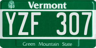 VT license plate YZF307