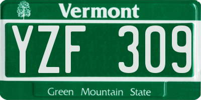 VT license plate YZF309