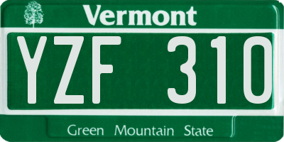 VT license plate YZF310