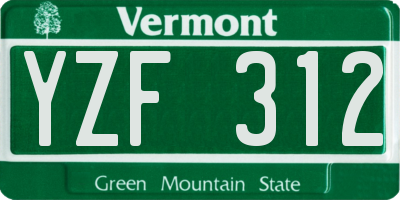 VT license plate YZF312