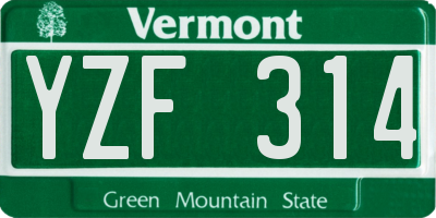 VT license plate YZF314