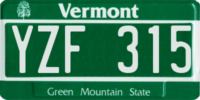 VT license plate YZF315
