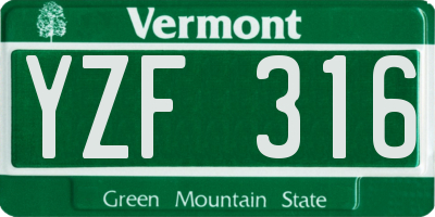 VT license plate YZF316