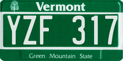 VT license plate YZF317