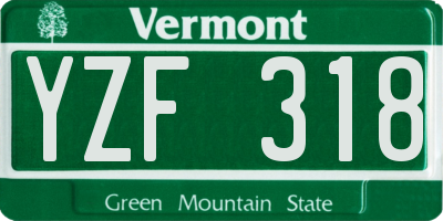 VT license plate YZF318