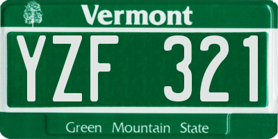 VT license plate YZF321