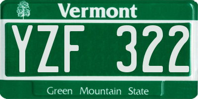 VT license plate YZF322