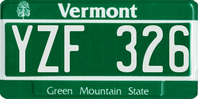 VT license plate YZF326
