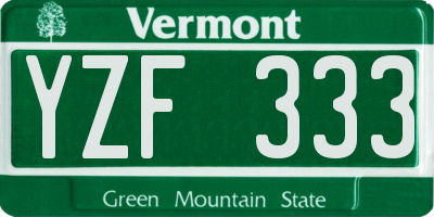 VT license plate YZF333