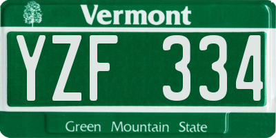 VT license plate YZF334