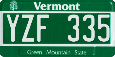 VT license plate YZF335