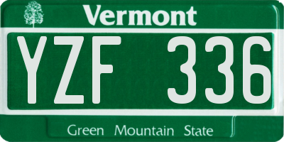 VT license plate YZF336