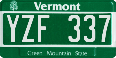 VT license plate YZF337