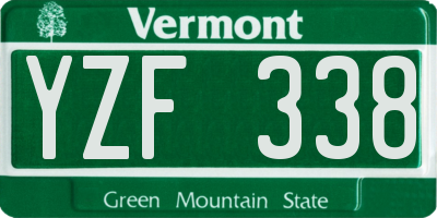 VT license plate YZF338
