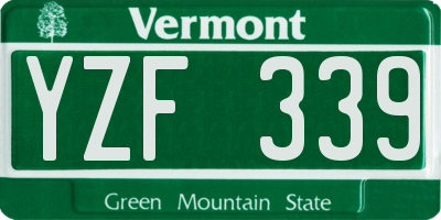 VT license plate YZF339