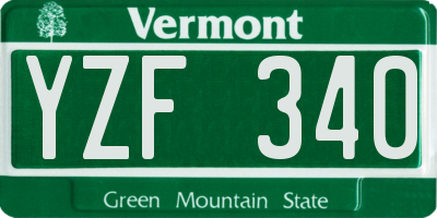 VT license plate YZF340