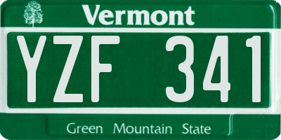 VT license plate YZF341