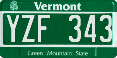 VT license plate YZF343