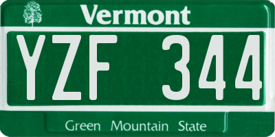 VT license plate YZF344