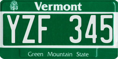 VT license plate YZF345
