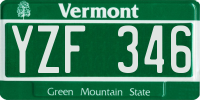 VT license plate YZF346