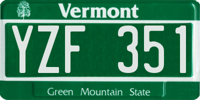 VT license plate YZF351
