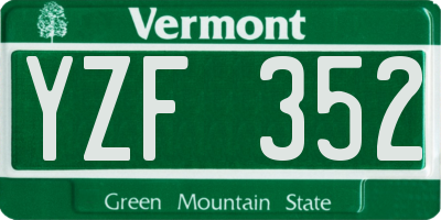 VT license plate YZF352