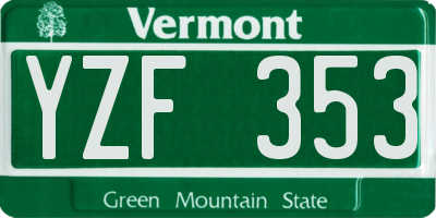 VT license plate YZF353
