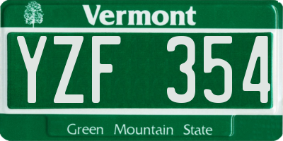 VT license plate YZF354