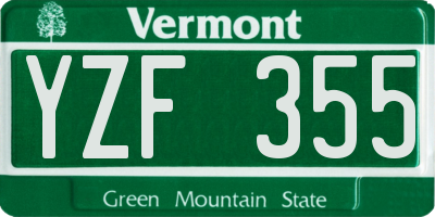 VT license plate YZF355