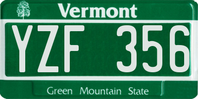 VT license plate YZF356