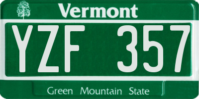 VT license plate YZF357
