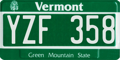 VT license plate YZF358