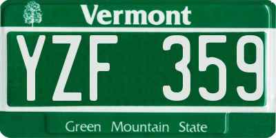 VT license plate YZF359