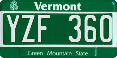 VT license plate YZF360