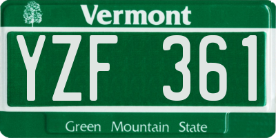 VT license plate YZF361