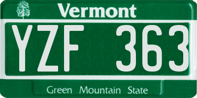 VT license plate YZF363