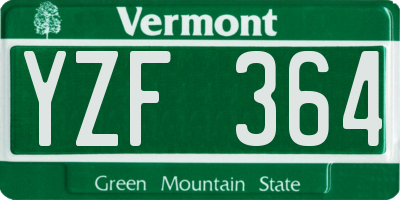 VT license plate YZF364
