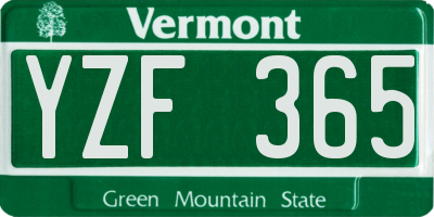 VT license plate YZF365