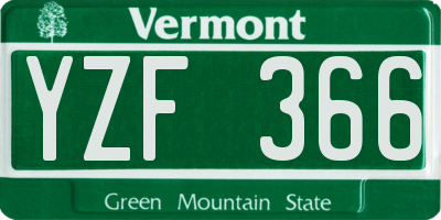 VT license plate YZF366