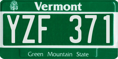 VT license plate YZF371