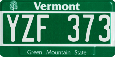 VT license plate YZF373