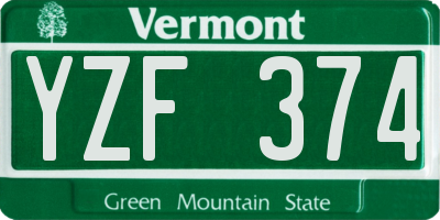 VT license plate YZF374