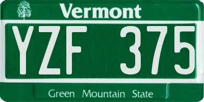 VT license plate YZF375