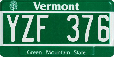 VT license plate YZF376