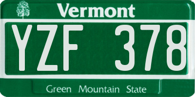 VT license plate YZF378