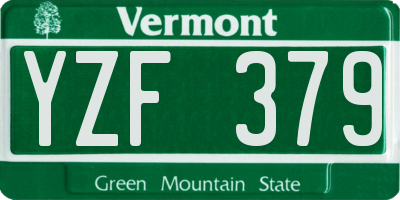 VT license plate YZF379