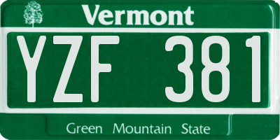 VT license plate YZF381