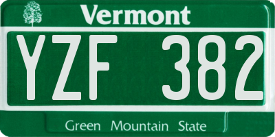 VT license plate YZF382