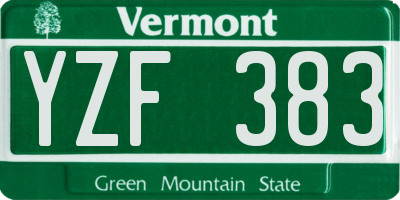 VT license plate YZF383